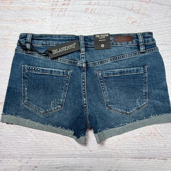 NWT Blank NYC Fulton Roll Up Jean Short Women 25 Dress Down Party Blue Denim NEW - Picture 4 of 14